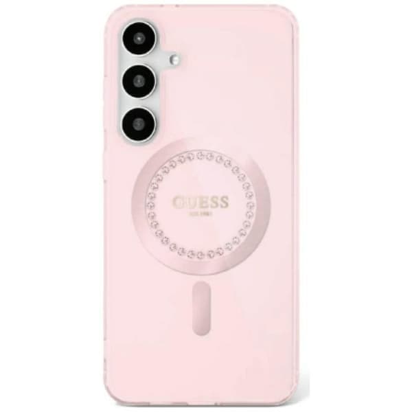 Guess Galaxy S25 Ultra Mobilskal MagSafe Rhinestones Printed Logo - Rosa