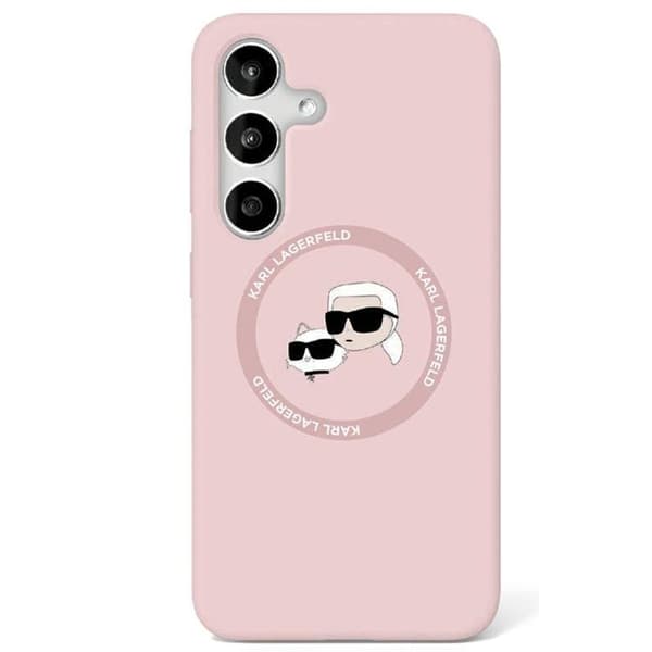 Karl Lagerfeld Galaxy S25 Ultra Mobilskal MagSafe Silikon Heads & Circle - Rosa