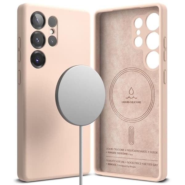Ringke Galaxy S25 Ultra Mobilskal Magsafe Silikon - Rosa Sand