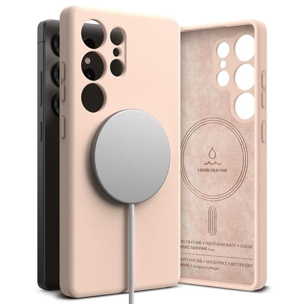 Ringke Galaxy S25 Ultra Mobilskal Magsafe Silikon - Rosa Sand