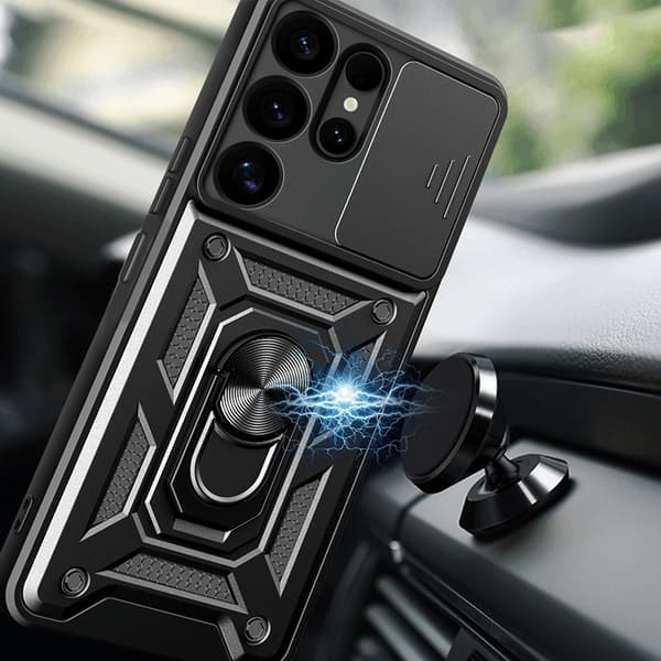 Galaxy S25 Ultra Mobilskal Hybrid Armor Camshield - Röd