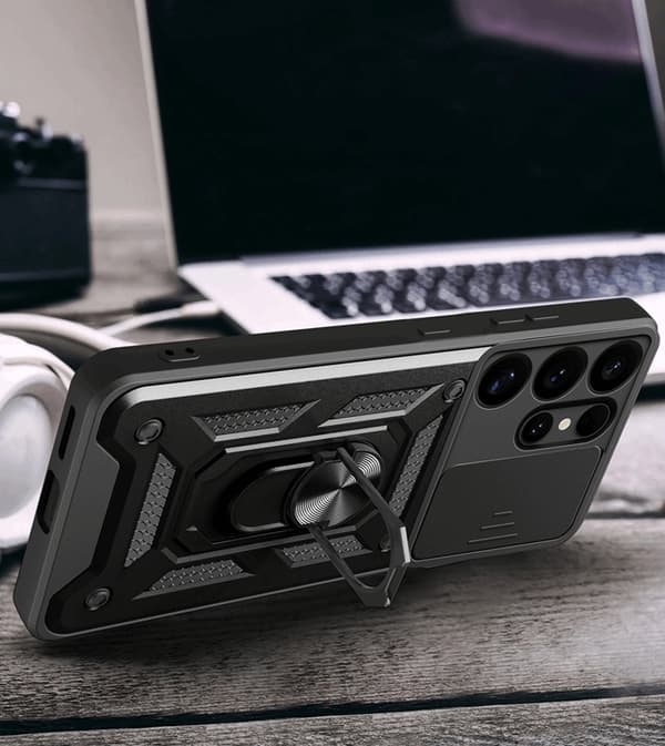 Galaxy S25 Ultra Mobilskal Hybrid Armor Camshield - Röd