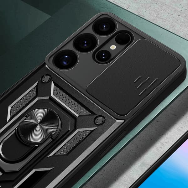 Galaxy S25 Ultra Mobilskal Hybrid Armor Camshield - Röd