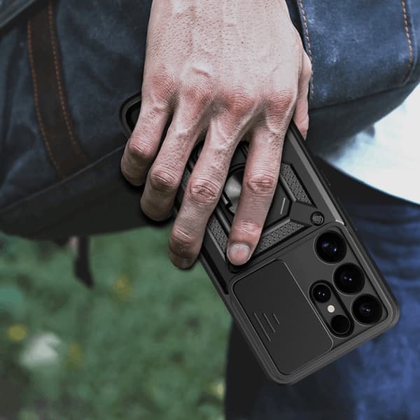 Galaxy S25 Ultra Mobilskal Hybrid Armor Camshield - Röd