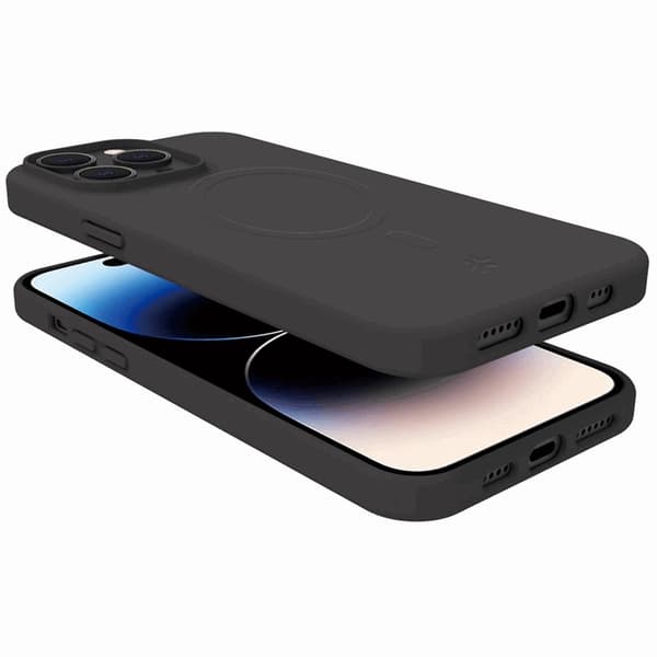 Celly iPhone 15 Pro Mobilskal MagSafe Cromo Soft Rubber - Svart