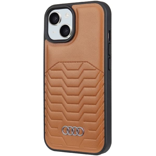 Audi iPhone 15 Mobilskal Magsafe Synthetic Läder - Brun