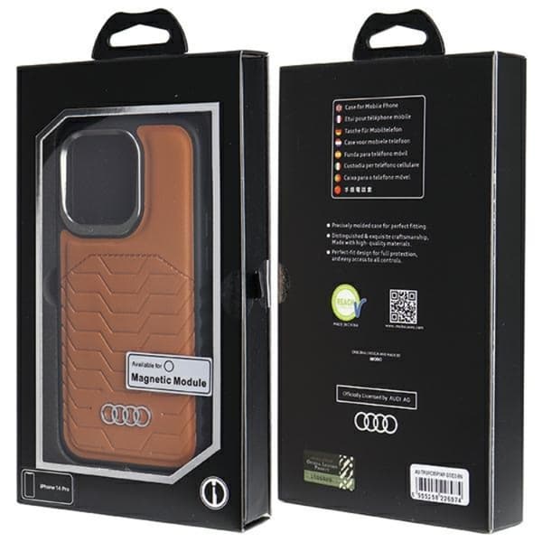 Audi iPhone 15 Pro Mobilskal Magsafe Synthetic Läder - Brun