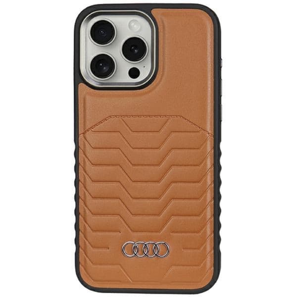 Audi iPhone 14 Pro Mobilskal Magsafe Synthetic Läder -  Brun
