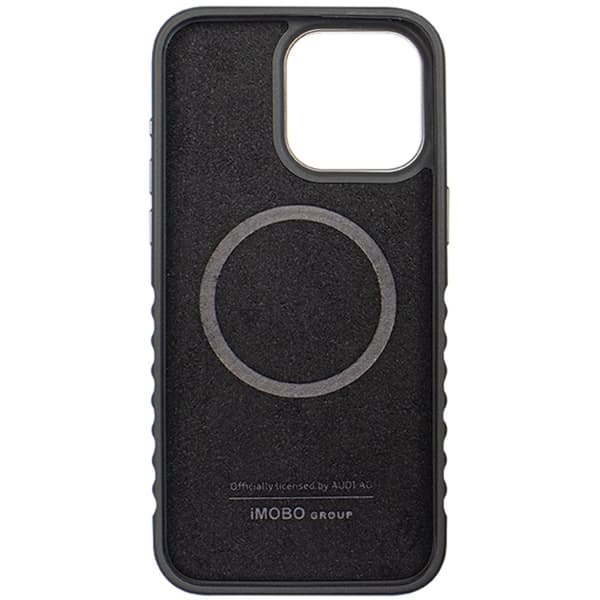 Audi iPhone 15 Pro Max Mobilskal Magsafe Genuine Läder - Svart/Röd