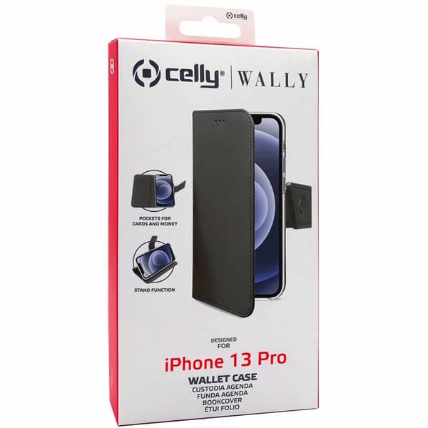 Celly iPhone 13 Pro Plånboksfodral - Svart