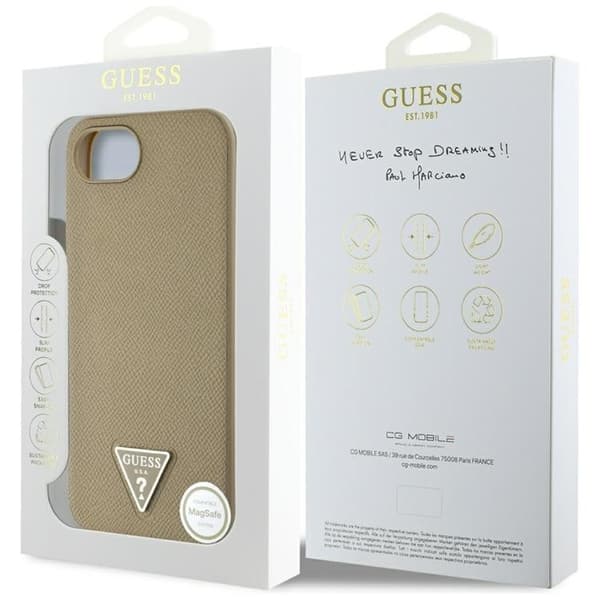 Guess iPhone 16e Mobilskal MagSafe Grained Triangle - Brun