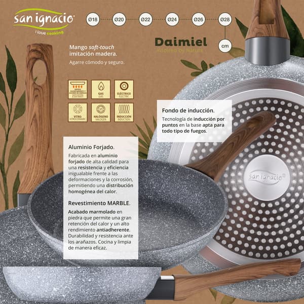 San Ignacio Köksredskap Set 22/26/28 Cm Pk3152 8 Bitar Med UppsÄttning Pannor Silver