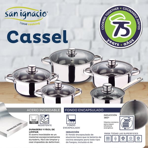 San Ignacio Keittoastiasetti Cassel 18/22 Cm Pk3854 12 Kappaleita Kanssa Aseta Pannut Hopeinen