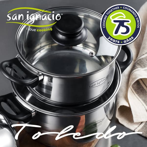 San Ignacio Keittoastiasetti Toledo 20/24/28 Cm Pk3744 8 Kappaleita Kanssa Aseta Pannut Hopeinen