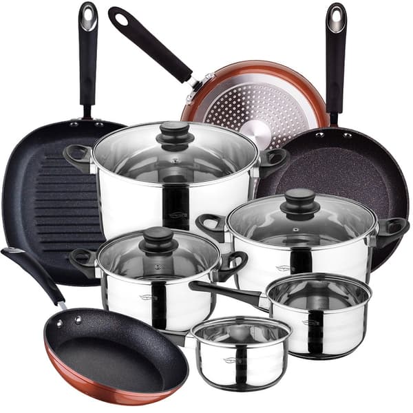 San Ignacio Keittoastiasetti Toledo 20/24/28 Cm Pk3744 8 Kappaleita Kanssa Aseta Pannut Hopeinen