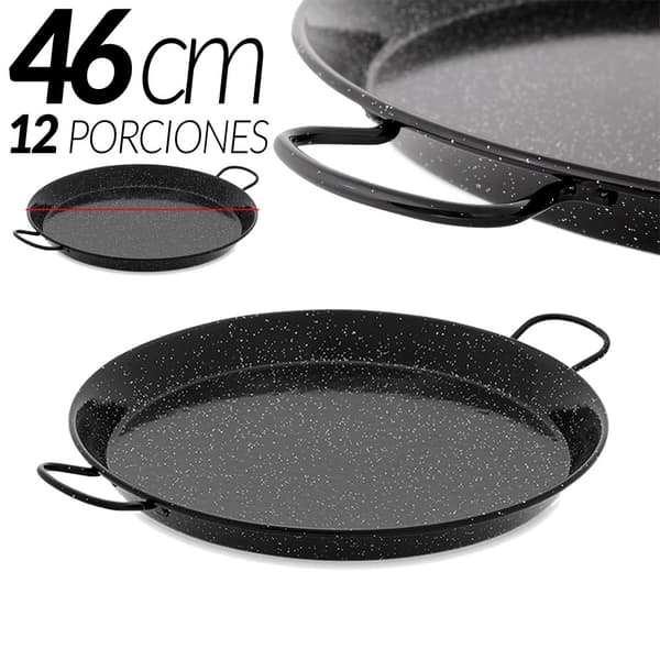Paellapannu, emaloitu teräs, valmistettu Espanjassa, 46 cm - 12 annosta