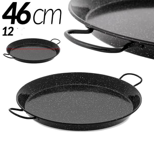 Paellapannu, emaloitu teräs, valmistettu Espanjassa, 46 cm - 12 annosta