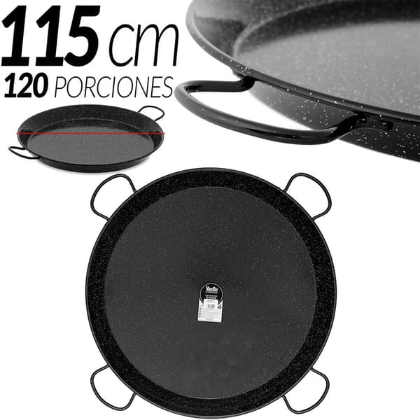 Paella pande, emaljeret stål, lavet i Spanien, 115cm - 120 rationer 4 håndtag