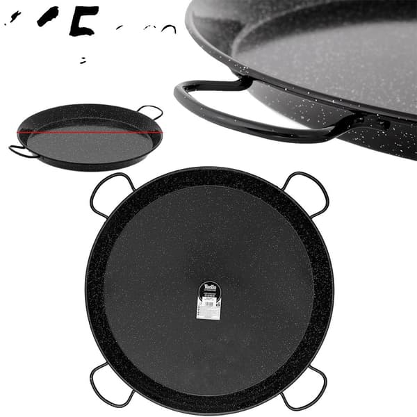 Paella pande, emaljeret stål, lavet i Spanien, 115cm - 120 rationer 4 håndtag