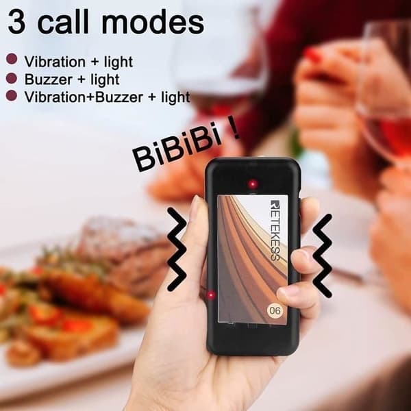 Retekess TD174 Pager Trådlöst System, TelefonNotifier, 10 Bippers, 300M, 3 Samtalslägen, Restaurang Bipper, Matvagn