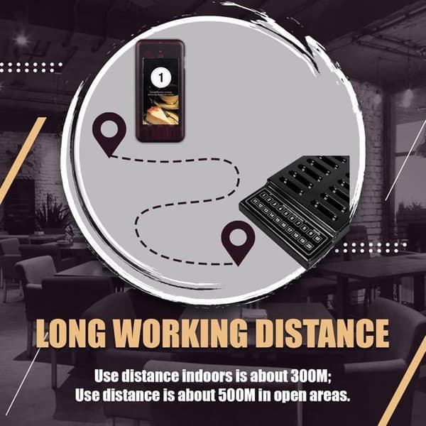 Retekess T111 Pager System utan tråd, Kundenheter, 3 Inbjudningslägen, 500M, Ringklockor, Restaurangbipare, Hotellteleaviserare