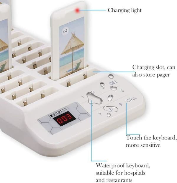 Retekess TD172 Trådlöst Kallsystem, Restaurang Bipper, 20 Pagers, 300mAh 18H, 400M Touchskärm, Sjukhus, Restaurang, Bar