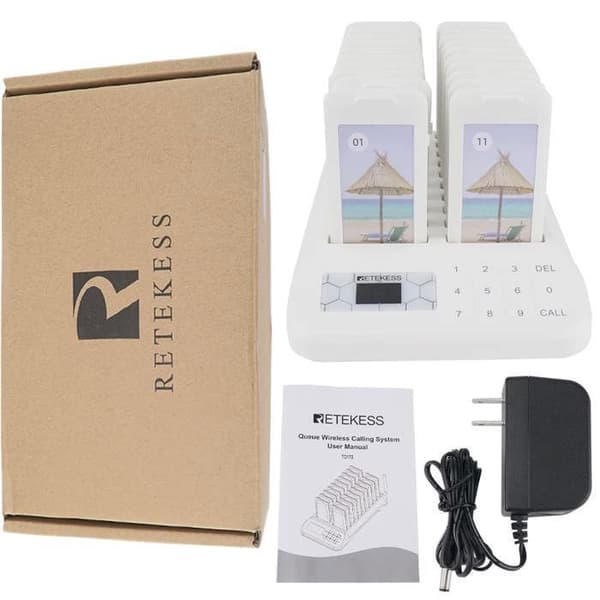 Retekess TD172 Trådlöst Kallsystem, Restaurang Bipper, 20 Pagers, 300mAh 18H, 400M Touchskärm, Sjukhus, Restaurang, Bar