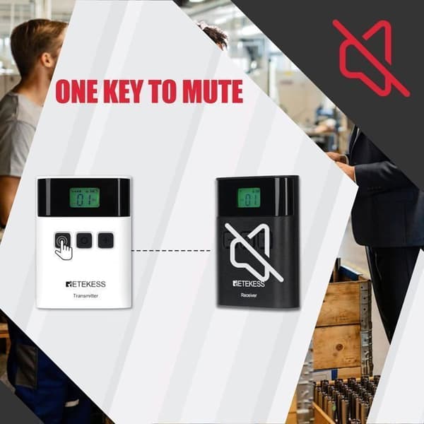Retekess TT122 Turoperatörsystem, 36 Kanaler, trådlöst samtalssystem, 1500mAh, 200m, för fabrik, konferens, kyrka, college