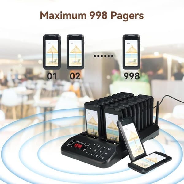 Retecess TD172 personsökarsystem, trådlöst samtalssystem, 400M, 2 samtalslägen, IP32, 300mAh 18H, 20 personsökare, för restauranger, hotell