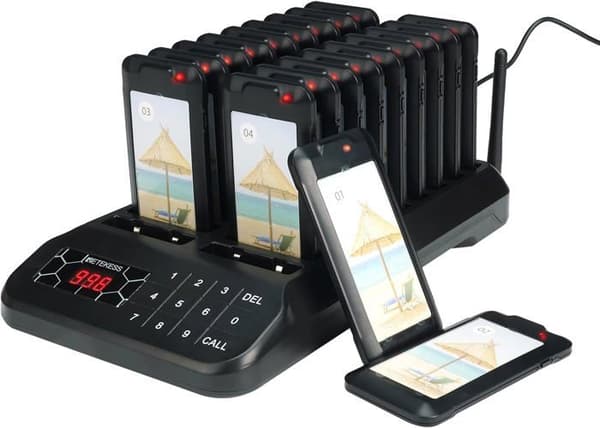 Retecess TD172 personsökarsystem, trådlöst samtalssystem, 400M, 2 samtalslägen, IP32, 300mAh 18H, 20 personsökare, för restauranger, hotell