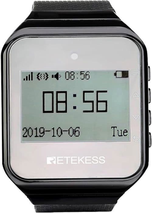 Retekess TD108 Trådlöst Anropssystem, Pager System, Mottagarklocka med flerspråkig funktion, för hotell, pizzeria, klinik