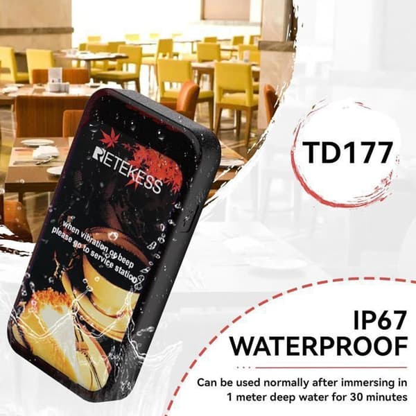 Retekess TD177 Pager Trådlöst System, 30 Bipper, Trådlöst Samtalsystem, Gruppanrop, 500M, för Matcour, Kaffeteria, Hotell