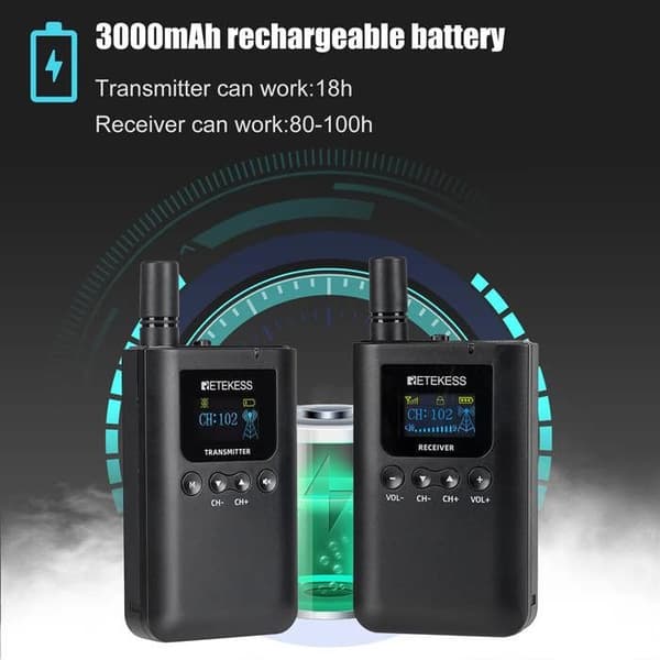 Retekess TT125 Guide Tour Receiver, Trådlöst System med Långvarigt Batteri på 100H för Besök