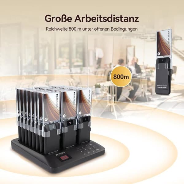 Retekess TD157A Telesystem för samtal med pager, restaurangsystem med pager, 800M, 39 samtalslägen, 300mAh (24 pagers)