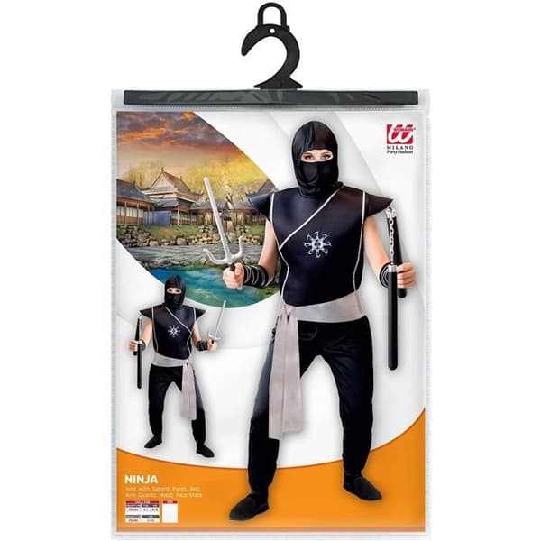 Widmann Ninjadräkt för barn pojke Svart 158 cm - 01708