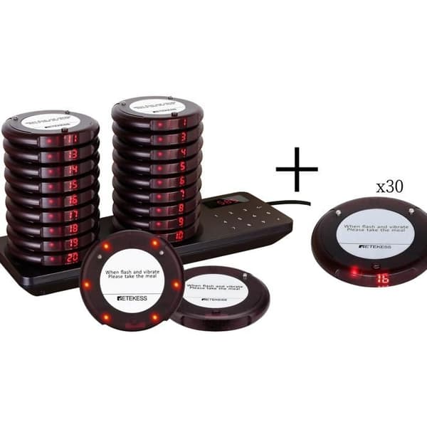 Retekess TD163 Pager Trådlös System, 500M Återuppringningssystem, 31 Återuppringningslägen, 300mAh 20H Standby, för Restaurang, Hotell (50 Bipper)