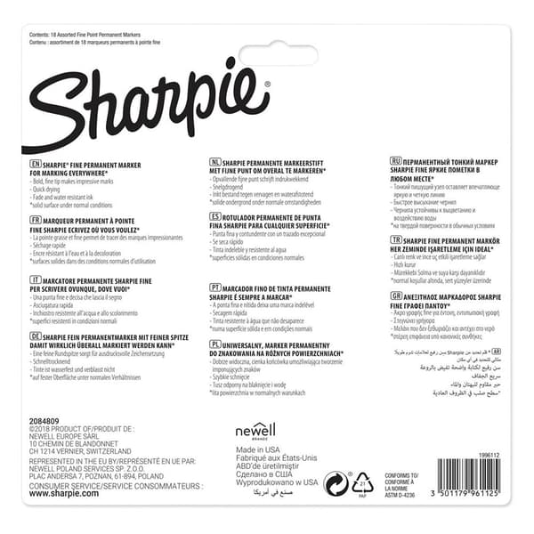 Sharpie Permanente Markører F 18 Enheder Flerfarvet