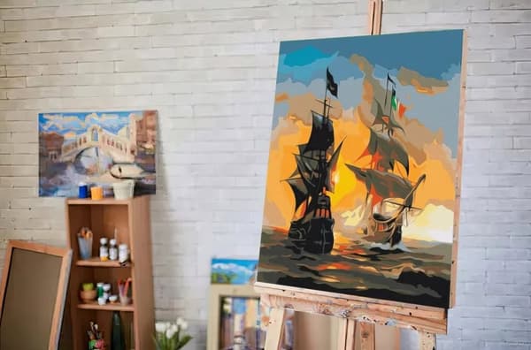 Maalaus numeroilla, merimaisema-setti 40x50