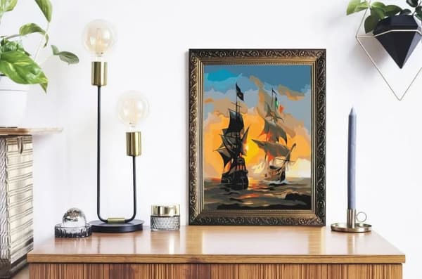 Maalaus numeroilla, merimaisema-setti 40x50