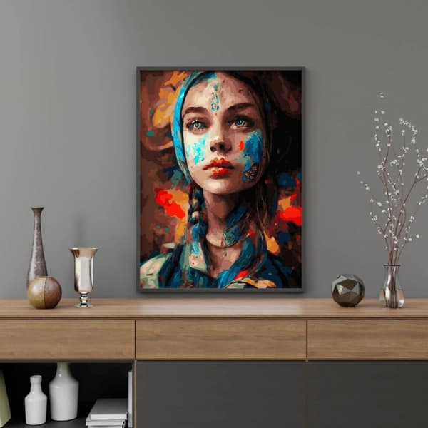 Malesæt efter tal Pige i maling 40x50