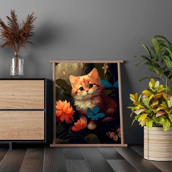 Måla efter siffror Kit Katt i skogen 40x50