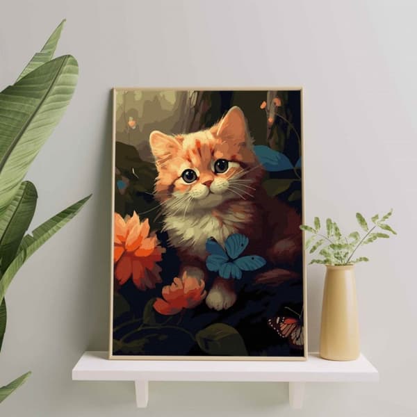 Måla efter siffror Kit Katt i skogen 40x50