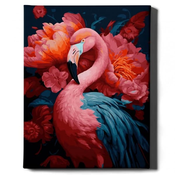 Maalaa numeroiden mukaan -setti, vaaleanpunainen flamingo, 40x50