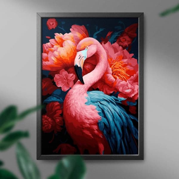 Maalaa numeroiden mukaan -setti, vaaleanpunainen flamingo, 40x50