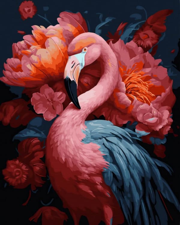 Maalaa numeroiden mukaan -setti, vaaleanpunainen flamingo, 40x50