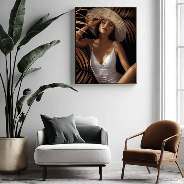 Maalaus numeroiden mukaan, musta canvas-setti, tyttö lehdissä, 40x50