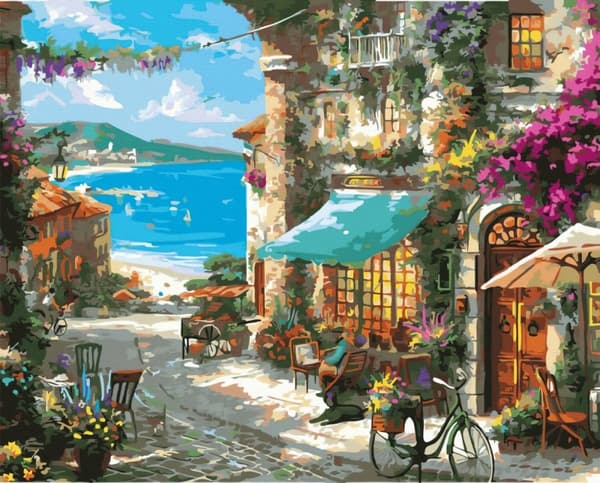 Måla efter siffror Set Italienska kaféer 40x50