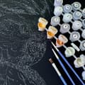 Miniatyrbillede 7 af 10: Maleri efter tal sort lærredssæt to papegøjer 40x50