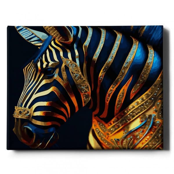 Malesæt efter tal Forgyldt Zebra 40x50 Guldmaling