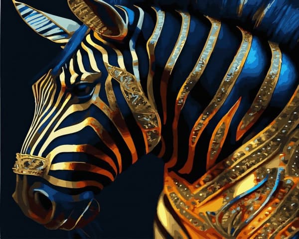 Malesæt efter tal Forgyldt Zebra 40x50 Guldmaling